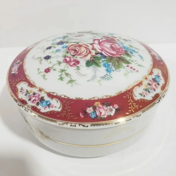 VTG T.Limoges Floral Trinket Box/Powder Box,Multi-colored. - Picture 1 of 5